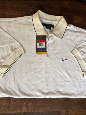 Nike Men’s White Dri-FIT Polo Shirt with Black Trim NWT